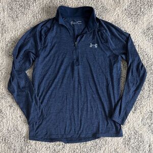 Under Armour Dri-Fit Heat Gear Quarter Zip Navy Blue Heather Size Medium